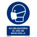 Normaluz RD20026 RD20026-Señal Es Obligatorio El Uso de Mascarilla PVC Glasspack 0,7mm 21x30 cm, Azul