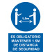 Señal adhesiva Es obligatorio mantener 1.5M de distancia de seguridad 200x300 mm SEKURECO