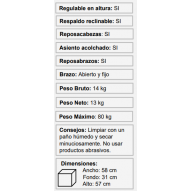 Silla Escritorio/oficina 66x125x62cm Regul. Furniture Style