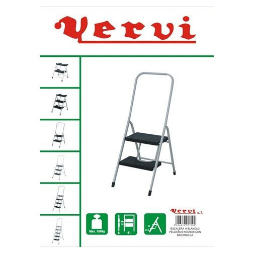 Escalera Dom Tijera 0,47mt 2 Peldaños B/alta Acero Bl Vervi