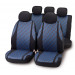 Bottari 10024 JAQUARD - Juego universal fundas elasticas 5 lugares (9pzas) - Negro / Azul