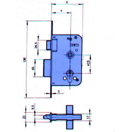 Cerradura Embutir Reversible 35/60 2