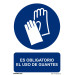 Normaluz RD20603 - Señal Adhesiva Es Obligatorio El Uso de Guantes Adhesivo de Vinilo, Azul, 20X30 cm