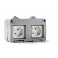 Base Enchufe Doble Superficie Estanco Ip55 16 Amp