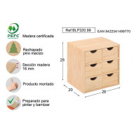 Cajonera 3x2 Pino S/barn 28x20x28cm