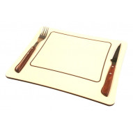 Tabla Carne C/cubiertos Madera 32x25 Cm