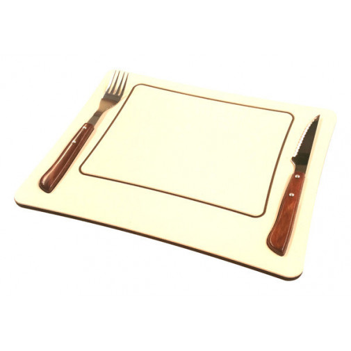 Tabla Carne C/cubiertos Madera 32x25 Cm