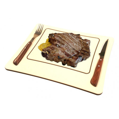 Tabla Carne C/cubiertos Madera 32x25 Cm 2