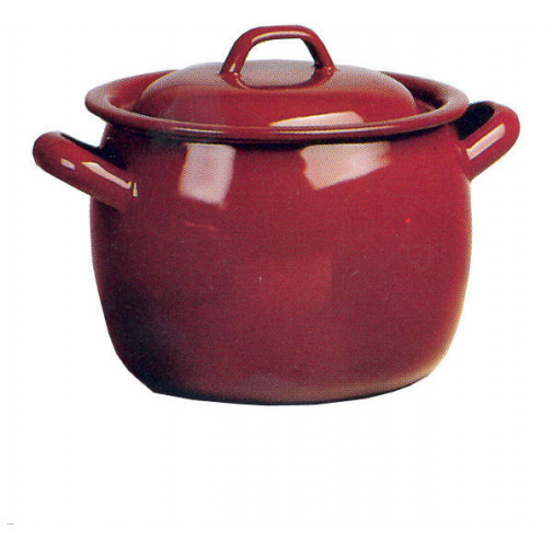 Olla Abombada Esmalte Marron 22 Cm