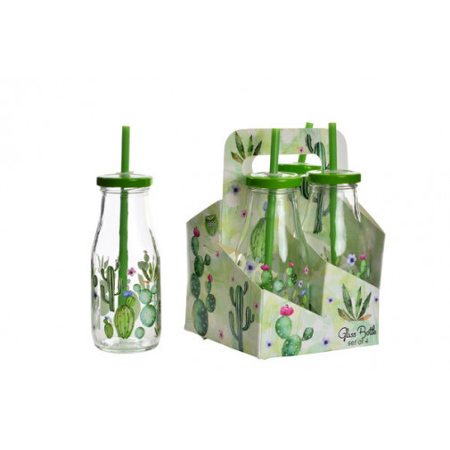 Botella Cristal Cactus Set-4 14x13x20cm 2