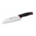 Arcos Serie Duo - Cuchillo Santoku con Alveolos - Hoja de 180 mm - Mango Color Negro Rojo