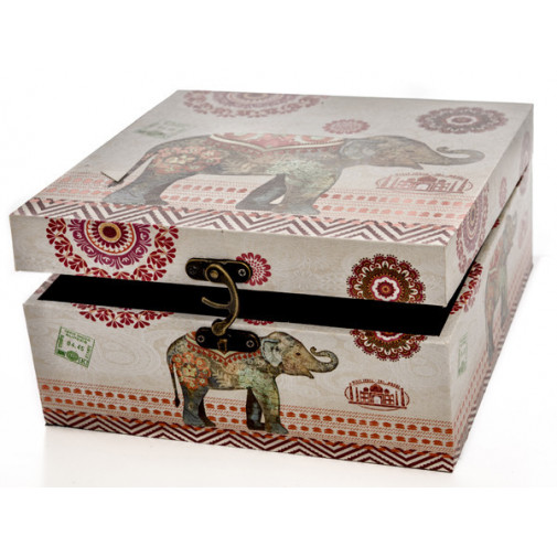 Caja Etnica Cuadrada 14x14x8 Cm