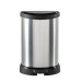Curver - Cubo de basura Deco con pedal 20 L, acabado color acero, tapa con cierre amortiguado y aro para bolsa