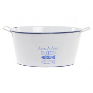 Cubo Metal Botellin Peces Bco 47x30x20cm