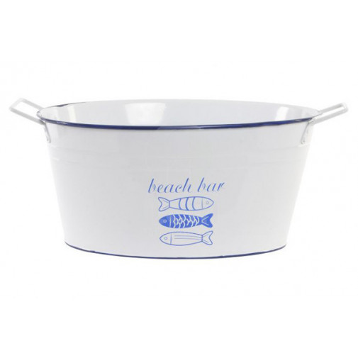 Cubo Metal Botellin Peces Bco 47x30x20cm