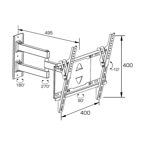 Soporte Lcd Incl.gir. Negro 25-42 2