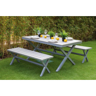 Conjunto Mesa+2bancos Aluminio 3 Pzas