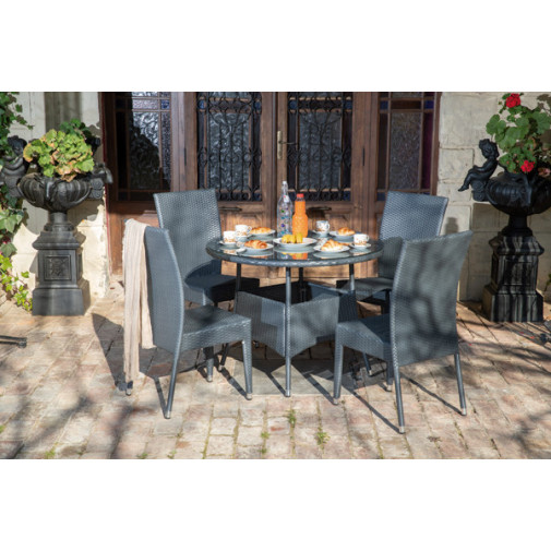 Conjunto Aluminio/ratan Sintet 5 Pzas