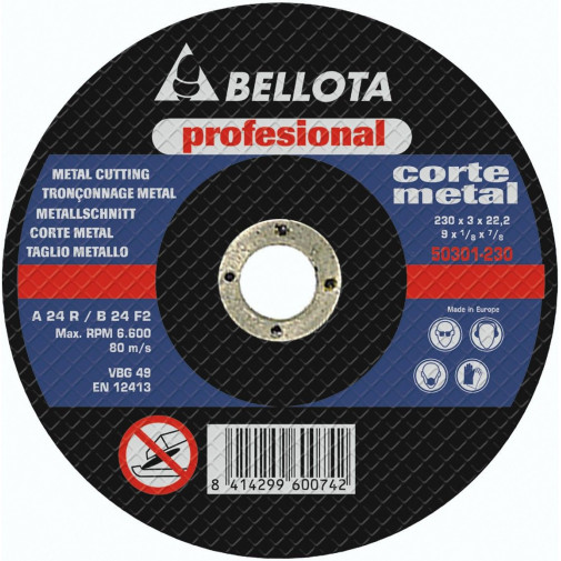 Disco Corte Metal 180x3x22 Mm Bellota