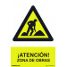 SEÑAL PVC ATENCION OBRAS 21X30 CM