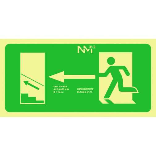 SeÑal 320x160mm Pvc Lumi  EvacuaciÓn Subida Izquierd Rd11151