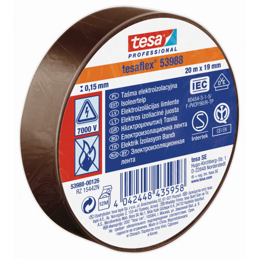 Tesaflex® 53988 Cinta Aislante Certificada MarrÓn 20 M X 19