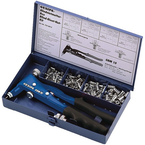 Caja De Surtido De Tuercas Remachables 156 Uds. Tenaza Gbm10