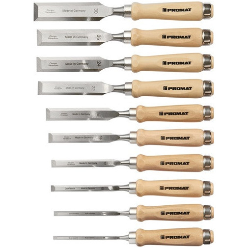 Juego De Formones 6,8,10,12,16,20,22,24,26,30 Mm Mango De Ca