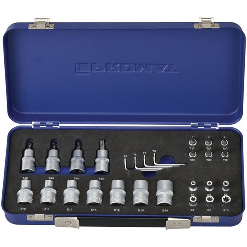 Juego De Llaves De Vaso 27 Uds. 1/4 + 1/2 Pulg. T10 - T55/e4