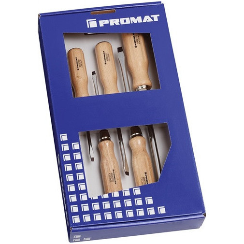 Juego De Destornilladores 5 Uds. Ranura Mango De Madera Vari