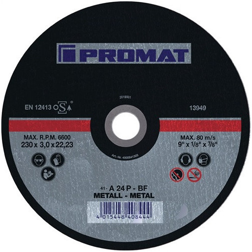 Disco De Corte D 125 X 1 Mm Recto Acero PerforaciÓn 22,23 Mm