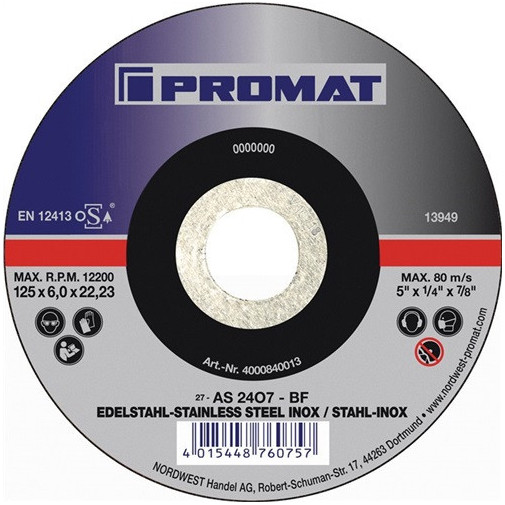 Disco De Desbaste D 125 X Gr 6 Mm Acodado Universal Perforac