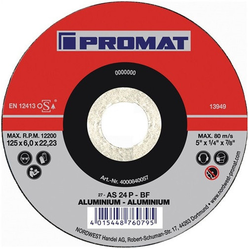 Disco De Desbaste D 125 X Gr 6 Mm Acodado Aluminio Perforaci