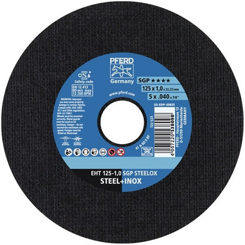 Disco De Corte Sgp Steelox D 115 X 0,8mm Recto Inox Perforac