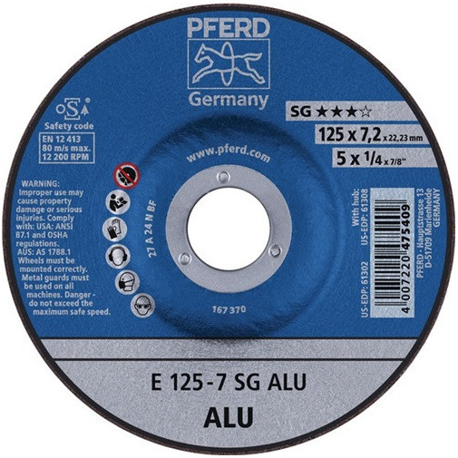 Disco De Desbaste Sg Alu D 125 X Gr 7,2 Mm Acodado Aluminio