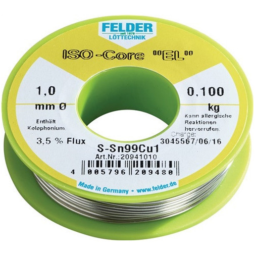 Hilo De Soldar Iso-core El 1 Mm 250 G S-sn99cu1 Felder