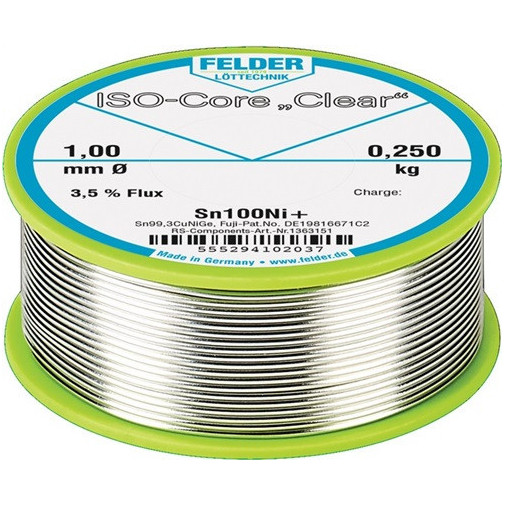 Hilo De Soldar Iso-core Clear 2 Mm 250 G Sn100ni+ Felder
