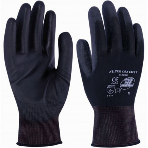 Guante Nylon Negro Pu T.9