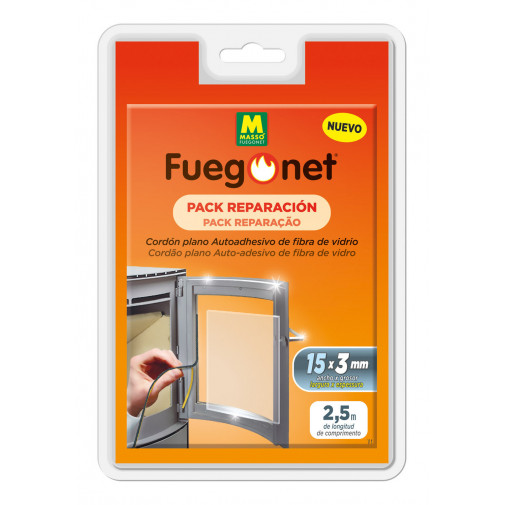 Cordon Estufa Refractario 15mmx3m Autoadhesivo Plano Fibra V