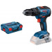 Bosch Professional GSB 18V-55 - Taladro percutor a batería (18V, 55 Nm, sin batería, en L-BOXX), Azul, Solo