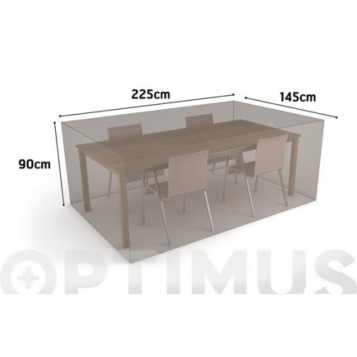 Funda Mesa Rectangular + 4 Sillas Vison 225 X 145 X H 90