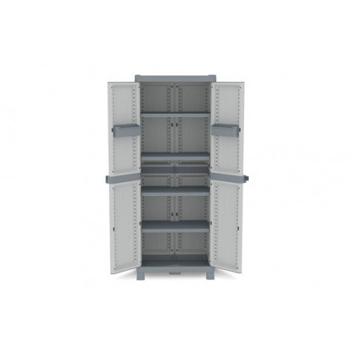 Armario Resina Con 4 Estantes Gris Wave 181,8 X 70 X 43,8 Cm