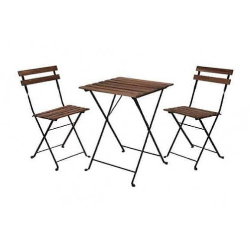 Mesa Madera Metal + 2 Sillas Plegables 55 X 54 Cm