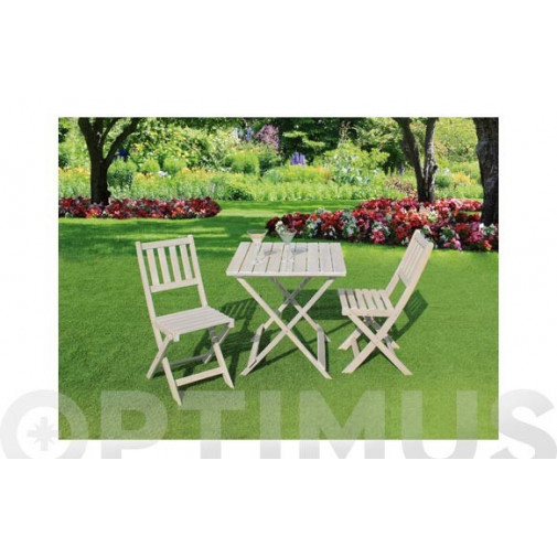 Mesa Madera +2 Sillas Plegables Decape 70 X 70 Cm