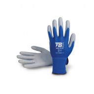 Guante Nylon Azul Pu Gris Palma T.9