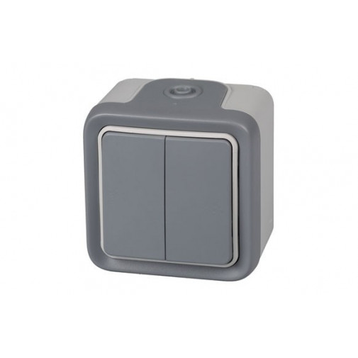Conmutador Superficie Doble Estanco Ip55 Plexo