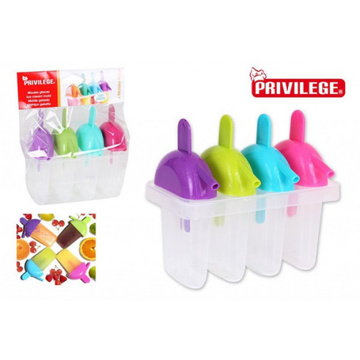 Molde Helado Set-4 C/pajita -