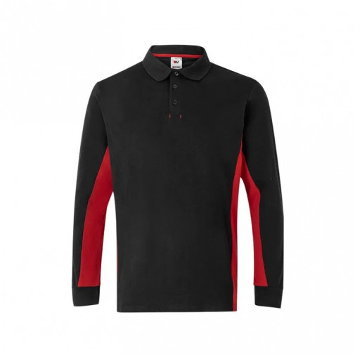 Polo Manga Larga Algodon / Poliest 180 Gr Negro / Rojo Talla