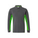 Polo Manga Larga Algodon / Poliest 180 Gr Gris / Verde Lima - 144208