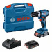 Bosch Professional 18V System GSB 18V-45 - Taladro percutor a batería (45 Nm, 1900 rpm, 2 baterías x 2.0Ah, en maletín), Azul
